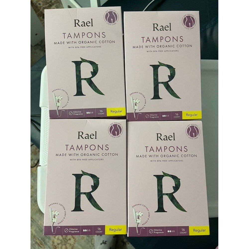 Rael Organic Cotton Tampons with BPA-Free Applicators, Regular, 16 Count (4 Pack